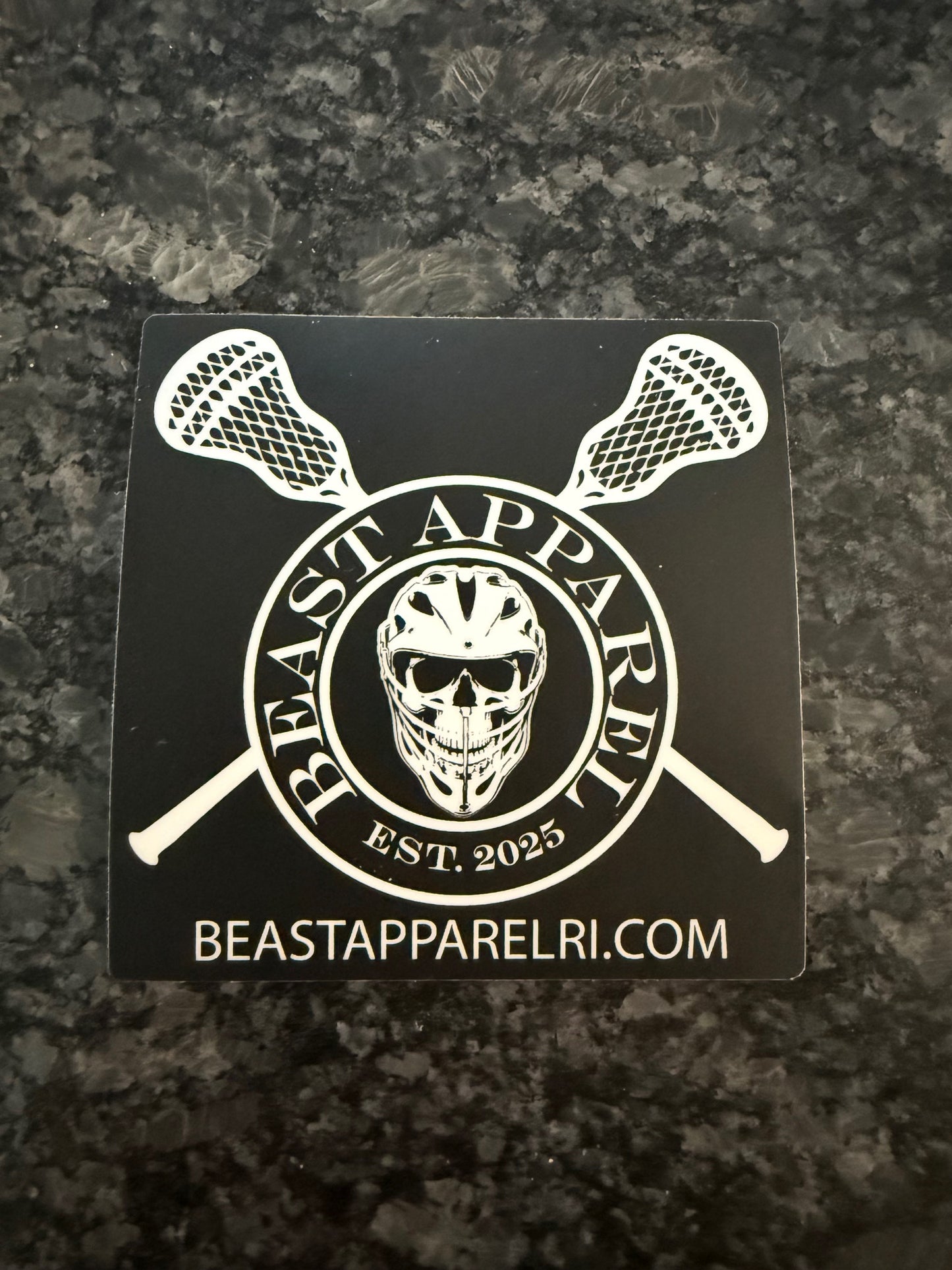 Beast apparel crossed lacrosse sticks sticker