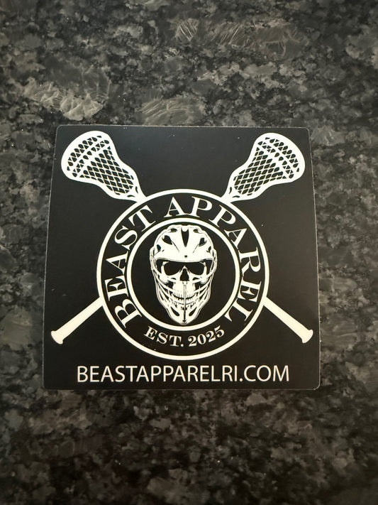 Beast apparel crossed lacrosse sticks sticker
